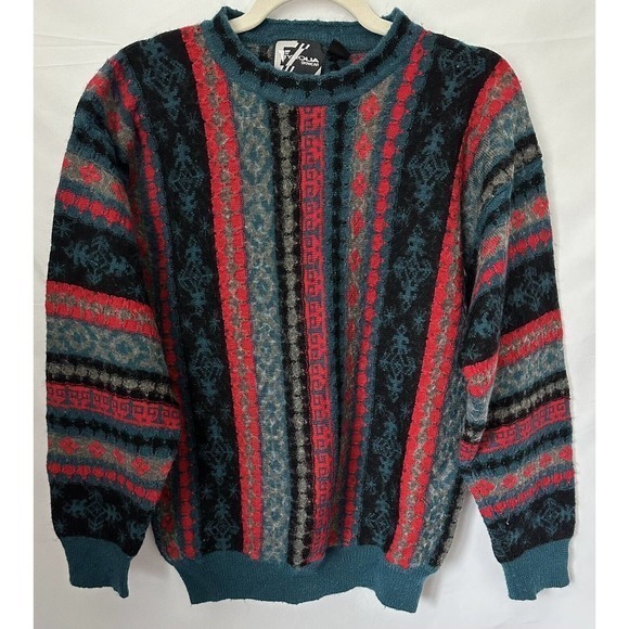 Vintage Tyrolia Skiwear Men's Medium Long Sleeve‎ Crew Neck Multicolor Sweater - Picture 2 of 10
